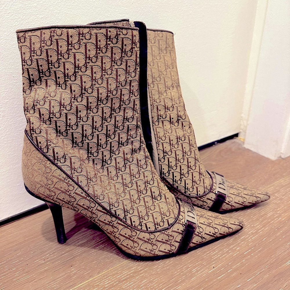 DIOR Cloth Ankle Boots in Beige